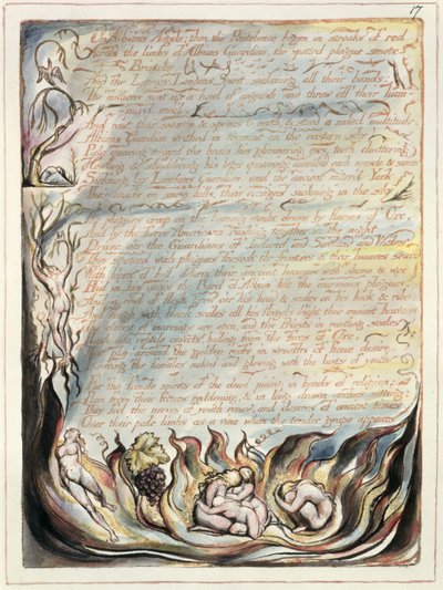 على الملائكة ألبيون ، اللوحة 15 من "أمريكا ، نبوءة" ، 1793 (النقش البارز والمراحيض على الورق) بواسطة وليام بليك
